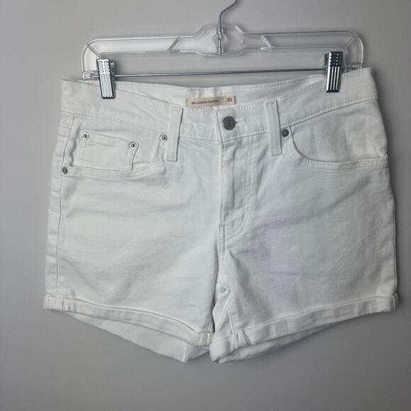 Levi's Women's White Mid-Length Jean Shorts - Size 30 - Picture 1 of 7